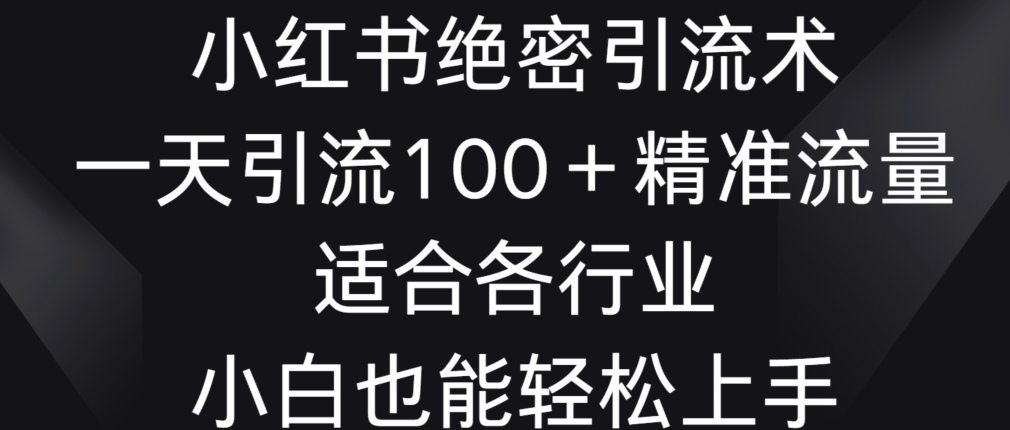 小红书绝密引流术，一天引流100+精准流量，适合各个行业，小白也能轻松上手【揭秘】-创业资源网