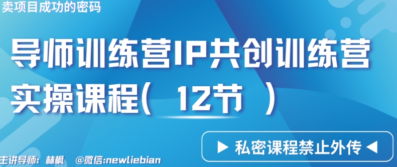 导师训练营3.0IP共创训练营私密实操课程-卖项目的密码成功秘诀【揭秘】-创业资源网