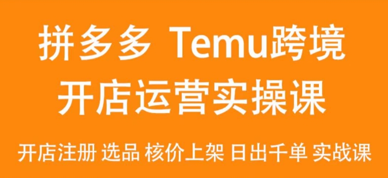 2024Temu最新玩法，Temu跨境开店运营实操课，开店注册/选品/核价上架/日出千单实战课-创业资源网