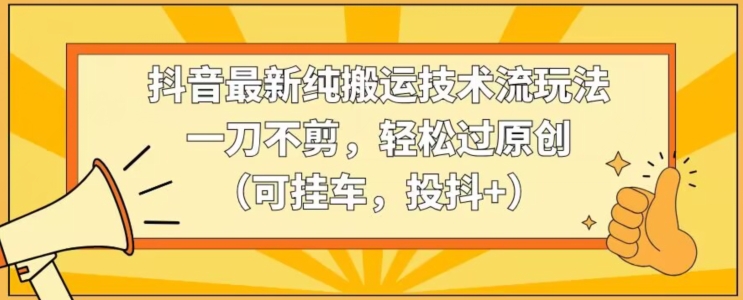 抖音最新纯搬运技术流玩法，一刀不剪，轻松过原创【揭秘】-创业资源网