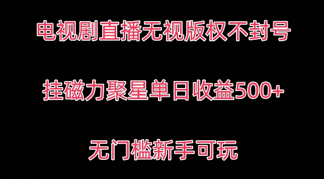 电视剧直播无视版权不封号，挂磁力聚星单日收益500+,无门槛新手可玩-创业资源网