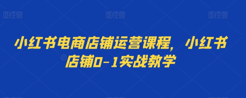 小红书电商店铺运营课程，小红书店铺0-1实战教学-创业资源网