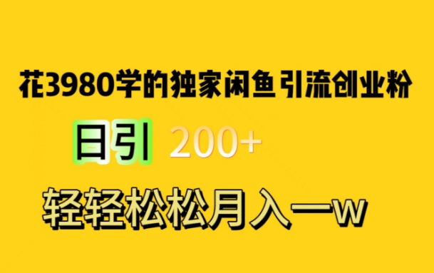 花费3980学的独家闲鱼引流创业粉，日引200+轻轻松松月入一万简单粗暴-创业资源网