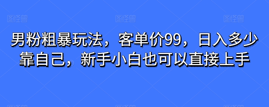 粉丝粗鲁游戏玩法，客单量99，日入是多少依靠自己，新手入门还可以直接上手-创业资源网