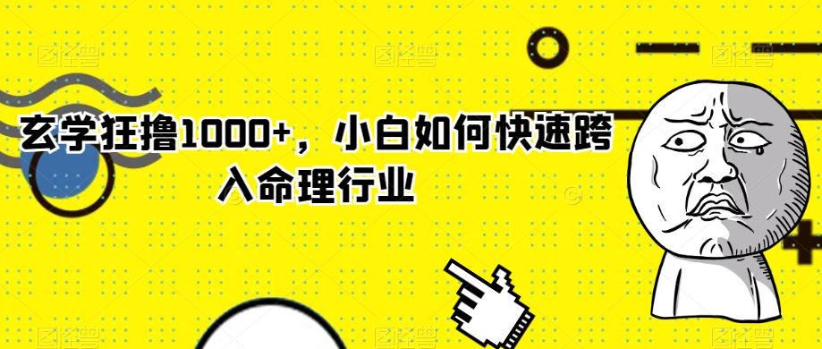 玄学狂撸1000+，小白如何快速跨入命理行业【揭秘】-创业资源网