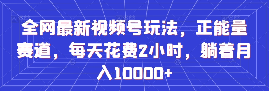 全网最新视频号玩法，正能量赛道，每天花费2小时，躺着月入10000+【揭秘】-创业资源网