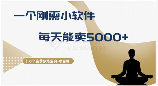 十万个富翁修炼宝典之17.一个刚需小软件，每天能卖5000+-创业资源网