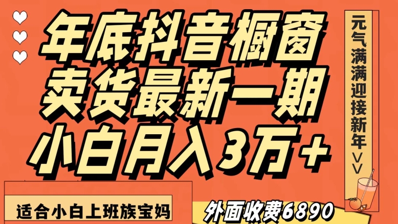 外面收费6890元年底抖音橱窗卖货最新一期，小白月入3万，适合小白上班族宝妈【揭秘】-创业资源网