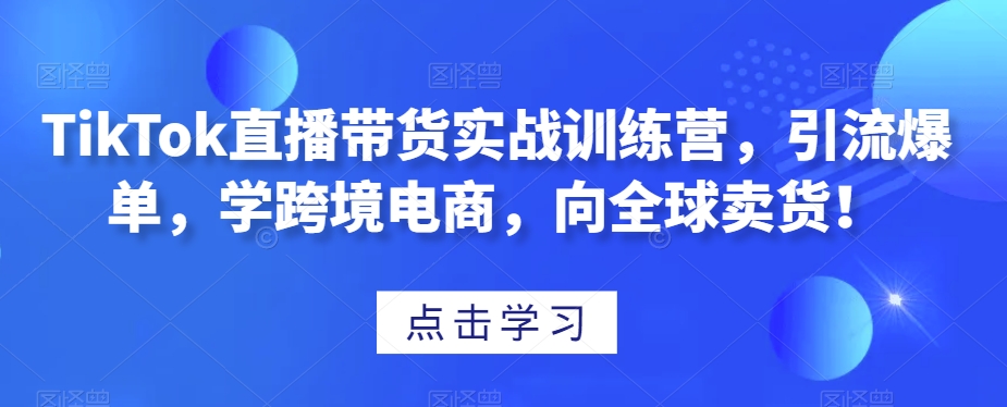 TikTok直播带货实战训练营，引流爆单，学跨境电商，向全球卖货！-创业资源网