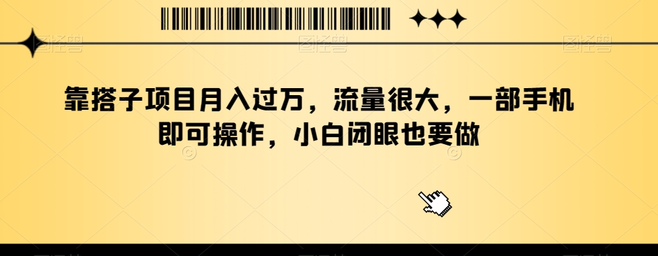 靠搭子项目月入过万，流量很大，一部手机即可操作，小白闭眼也要做-创业资源网