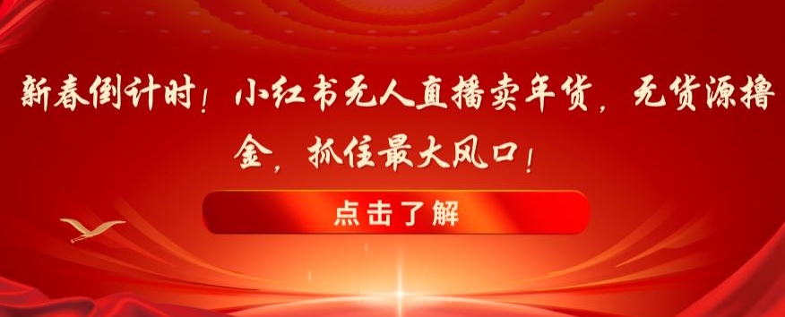 新春倒计时！小红书无人直播卖年货，无货源撸金，抓住最大风口【揭秘】-创业资源网