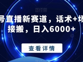 视频号直播新赛道，话术+场景直接搬，日入6000+-创业资源网