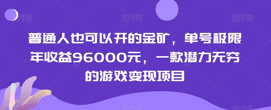 普通人也可以开的金矿，单号极限年收益96000元，一款潜力无穷的游戏变现项目【揭秘】-创业资源网