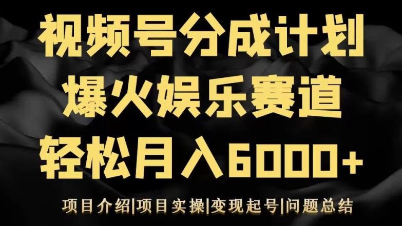 视频号创作分成计划之娱乐赛道轻松日入500+-创业资源网