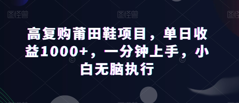 高复购莆田鞋项目，单日收益1000+，一分钟上手，小白无脑执行-创业资源网