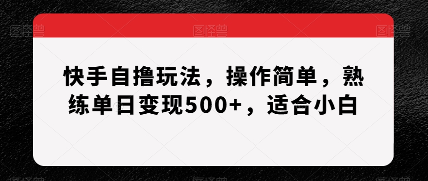 快手自撸玩法，操作简单，熟练单日变现500+，适合小白【揭秘】-创业资源网