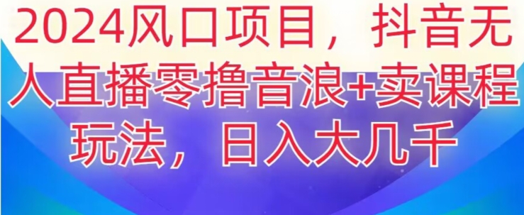 2024风口项目，抖音无人主播撸音浪+卖课程玩法，日入大几千【揭秘】-创业资源网