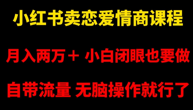 小红书卖恋爱情商课程，月入两万＋，小白闭眼也要做，自带流量，无脑操作就行了【揭秘】-创业资源网