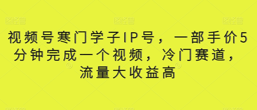 视频号寒门学子IP号，一部手价5分钟完成一个视频，冷门赛道，流量大收益高【揭秘】-创业资源网