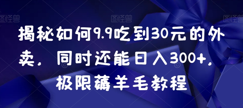 揭秘如何9.9吃到30元的外卖，同时还能日入300+，极限薅羊毛教程-创业资源网