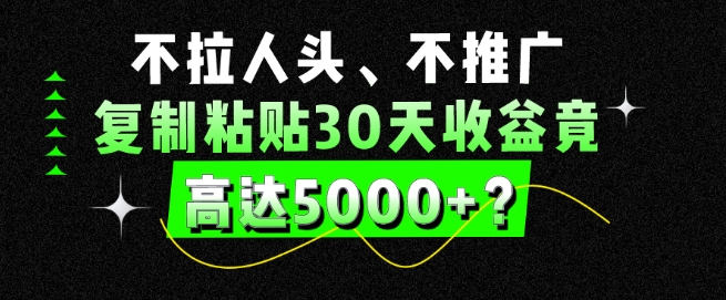 不拉人头、不推广，复制粘贴30天收益竟高达5000+？-创业资源网