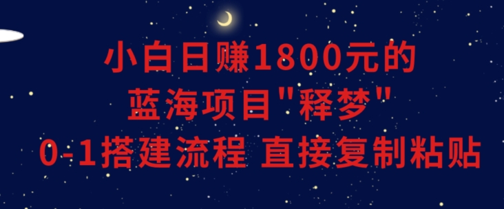 小白能日赚1800元的蓝海项目”释梦”0-1搭建流程可直接复制粘贴长期做【揭秘】-创业资源网