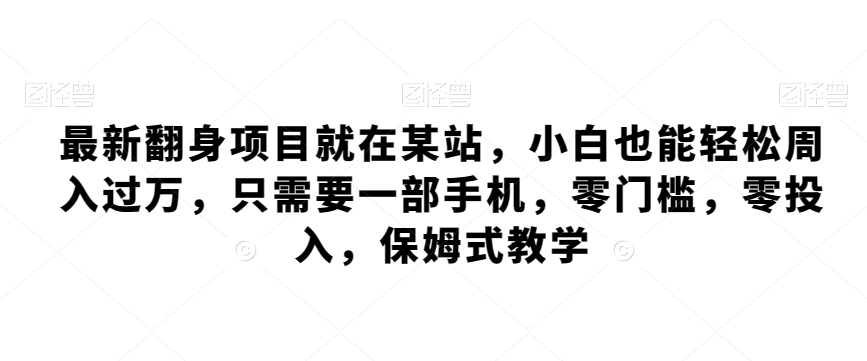 最新翻身项目就在某站，小白也能轻松周入过万，只需要一部手机，零门槛，零投入，保姆式教学-创业资源网