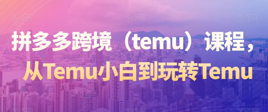 拼多多跨境课程，从Temu小白到玩转Temu-创业资源网