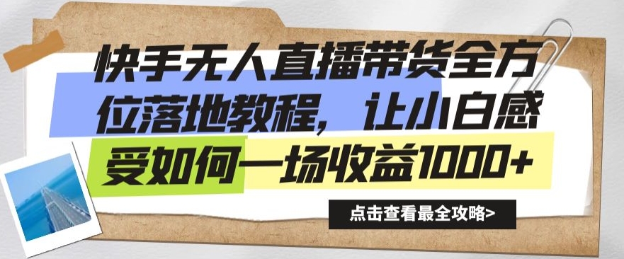 快手无人直播带货全方位落地教程，让小白感受如何一场收益1000+【揭秘】-创业资源网