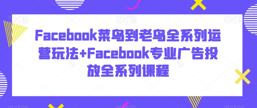 Facebook菜鸟到老鸟全系列运营玩法+Facebook专业广告投放全系列课程-创业资源网