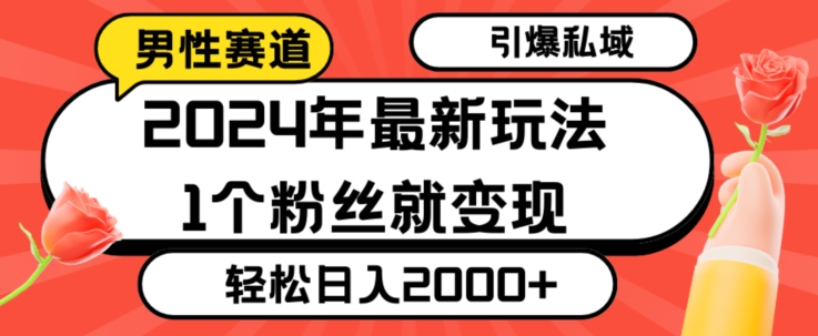 2024年最新男性赛道玩法，引爆私域流量，1个粉丝就变现，轻松日入2000+-创业资源网