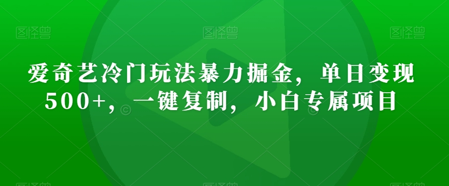 爱奇艺冷门玩法暴力掘金，单日变现500+，一键复制，小白专属项目-创业资源网