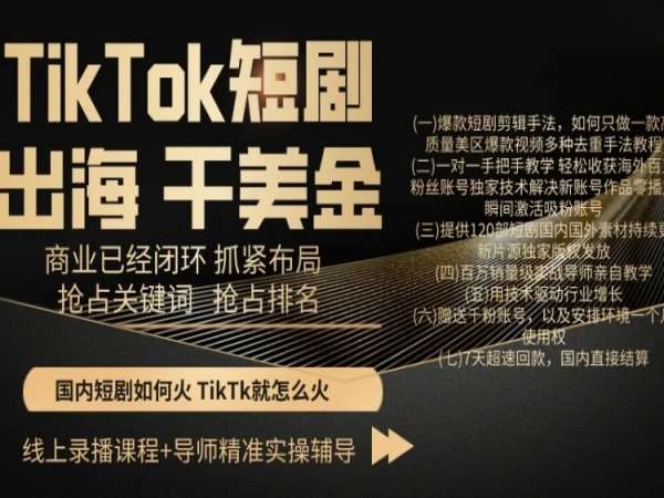 TikTok短剧出海干美金，商业已经闭环抓紧布局，抢占关键词抢占排名-创业资源网