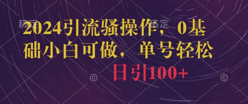 2024引流骚操作，0基础小白可做，单号轻松日引100+-创业资源网