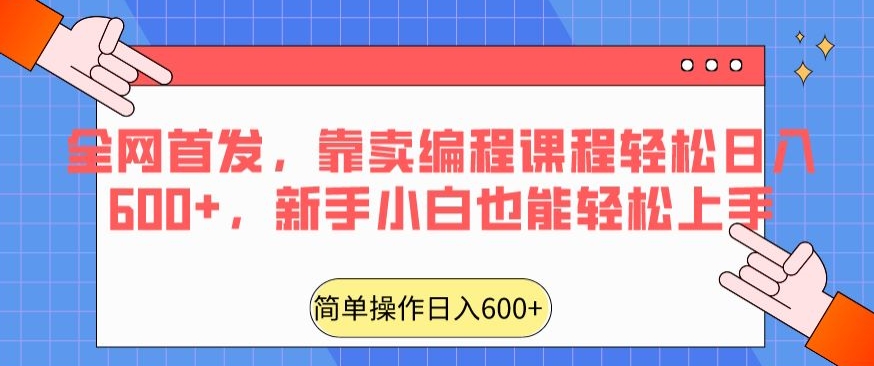 全网首发，靠卖编程课程轻松日入600+，新手小白也能轻松上手-创业资源网