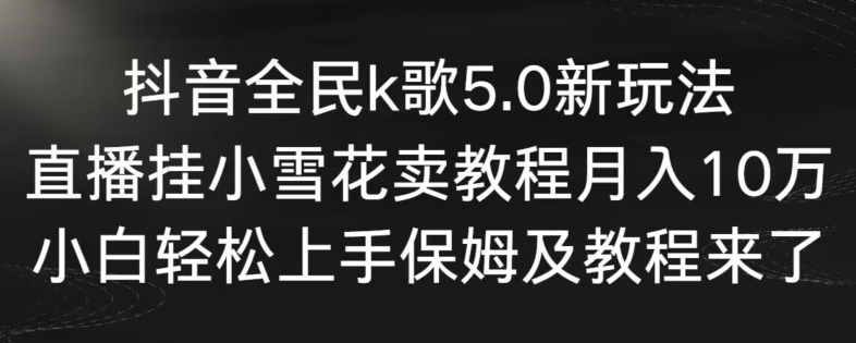 抖音全民k歌5.0新玩法，直播挂小雪花卖教程月入10万，小白轻松上手，保姆及教程来了【揭秘】-创业资源网