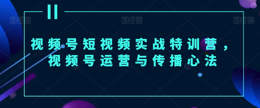 视频号短视频实战特训营，视频号运营与传播心法-创业资源网