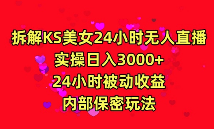 利用快手24小时无人美女直播，实操日入3000，24小时被动收益，内部保密玩法【揭秘】-创业资源网