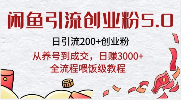 闲鱼引流创业粉5.0技术，日引200+创业粉，从养号到成交，日赚3000+全流程喂饭级教程-创业资源网