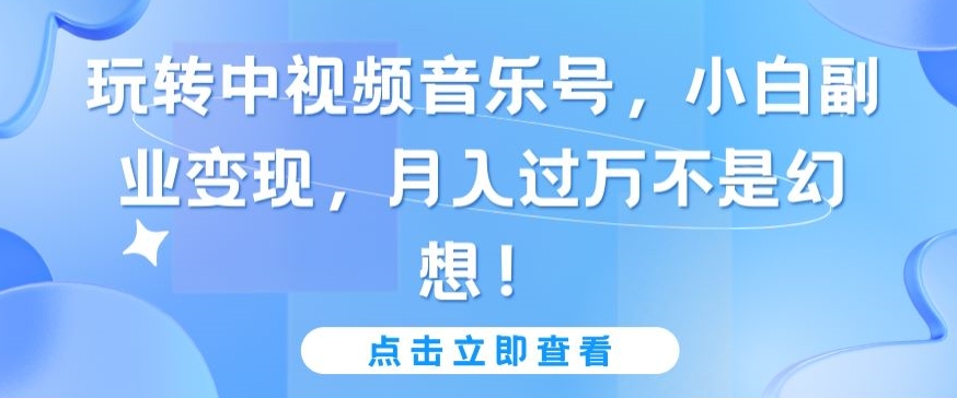 玩转中视频音乐号，小白副业变现，月入过万不是幻想【揭秘】-创业资源网