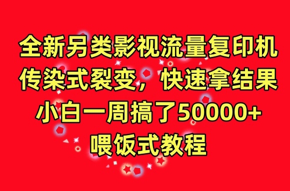 全新另类影视流量复印机，传染式裂变，快速拿结果，小白一周搞了50000+，喂饭式教程【揭秘】-创业资源网