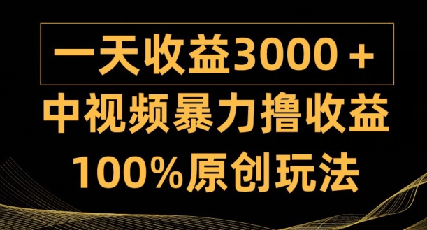 中视频暴力撸收益，日入3000+，100%原创玩法，小白轻松上手多种变现方式-创业资源网