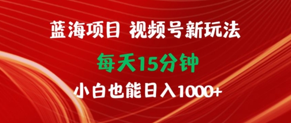 蓝海项目，视频号新玩法，每天15分钟，小白也能日入1000+-创业资源网