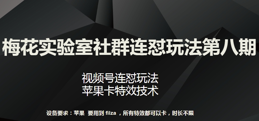 梅花实验室社群连怼玩法第八期，视频号连怼玩法 苹果卡特效技术【揭秘】-创业资源网