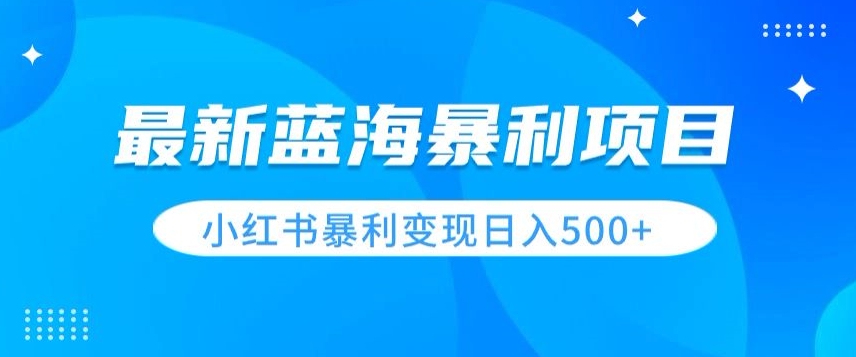 最新暴利蓝海项目，小红书图文变现，轻松实现日收益500+-创业资源网