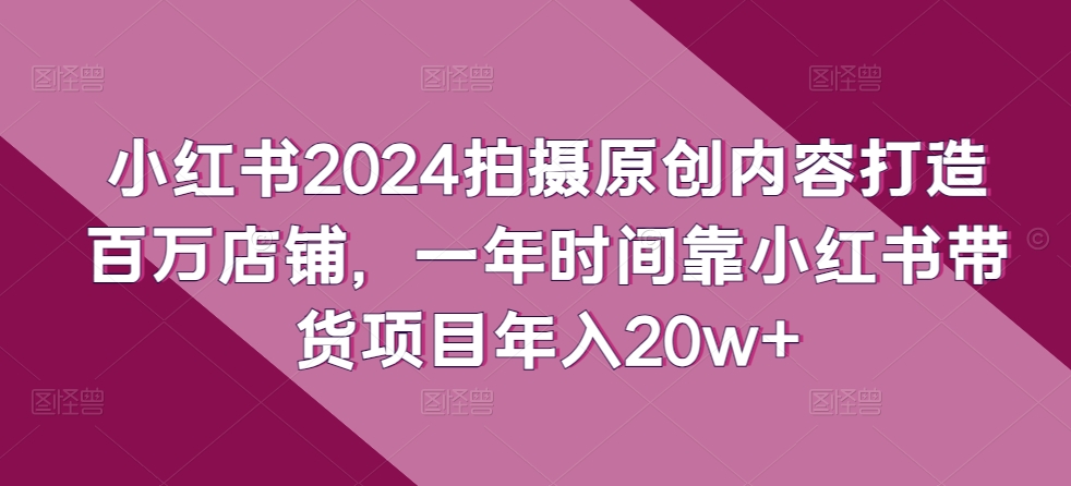 小红书的2024拍照优质内容打造出上百万店面，一年时间靠小红书的卖货新项目年收入20w-创业资源网