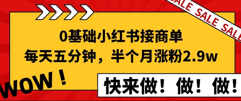 0基本小红书的接商单，每天五分钟，15天增粉2.9w新手指南-创业资源网