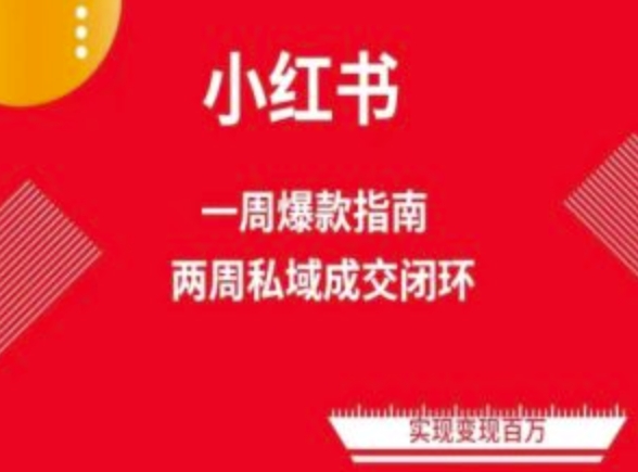 爆品小红书的流量管理体系课程内容(两个星期转现)，小红书电商实例教程-创业资源网