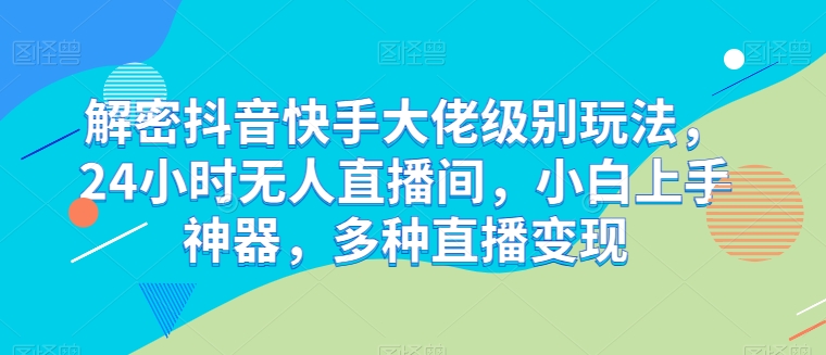 破译抖音和快手巨头等级游戏玩法，24个小时没有人直播房间，新手入门软件，多种多样引流变现【揭密】-创业资源网