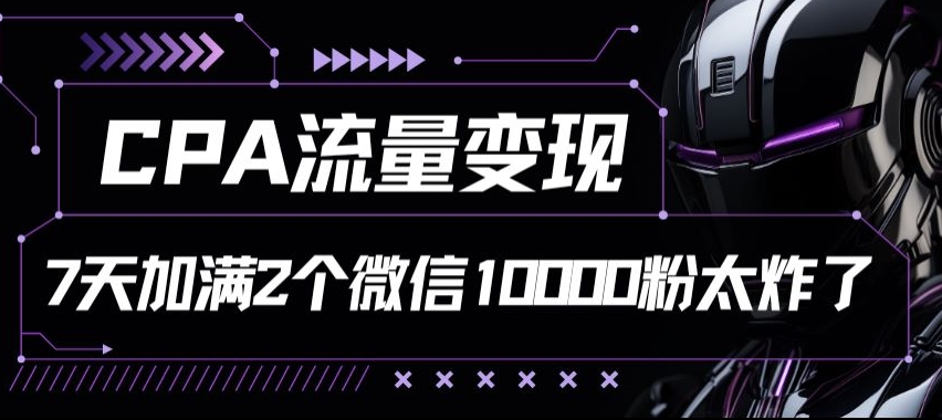 CPA数据流量变现7天满油两个微信号10000粉-创业资源网